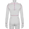 Suits de survêtement pour femmes Rockmore Two Piece Set Pink Bright Line Hoodie Trackie Trackie Sweatshirt Casual Sweatshirt Y2K Low Raws Shorts 2pcs