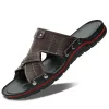 Sandali vera pannelli in pelle per uomo Summer Sale Slides Sandals maschio spiaggia scarpe scarpa