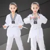 Produkty mundur dla dorosłych i dzieci trenerzy Taekwondo Dobok mężczyzn Kobiety Koszulka TKD z długim rękawem Ustaw karate gimnazjum