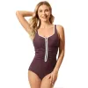 Bär kvinnor plus storlek baddräkter byggda kopp en bit zip front badkläder solid lady beachwear badbiquini ny