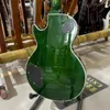 Chitarra elettrica personalizzata, colore verde, corpo in mogano, tastiera di palissandro, hardware dorato, top in acero nuvoloso, nave gratuita sinistra a destra