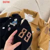 Fashion Cartoon Embroidery Corduroy Jackets for Baby Boys Girls Casual Spring Fall Outwear Toddler Kids Coat Clothes Sports Wear 240318