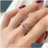 Anéis de casamento Moda 8A Zircônia Drop S925 Sterling Sier Ring Designer para Woman Pink Blue Love Engagement Gold Diamond Luxur Dhqms