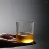 Vinglas 300 ml Hög Borosilikat Glass Pinstripe Water Cup Vertikal Grain Simple Hushåll Kaffemjölk Transparent