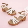 Stivali scarpe tallone per donne 2023 Summer Beving Strap Sandals tallone grossi Sandali vintage Sandals Vintage Sandals