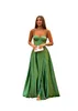 Vestidos de noite de tamanho verde elegante para mulheres, manchas de espaguete de luta com as flechas de cetim preços de cetim de cetim Brithday Prom Especial Ocasião Vestido Partem