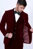 Costumes pour hommes Vintage Bourgogne Custom vintage Velvet Men Mend Ointer Mariage formel Elegant Smok