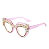 Lunettes de soleil Cat Eye Anti Blue Lumières Lumières Femmes Designer Diamonds Frame Retro Radiation Resistance Eyewea