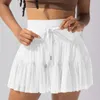 Rokken solide casual short voor vrouwen 2024 Summer Fashion Y2K dames hoge taille geplooide mini rok vrouwelijke straat veter omhoog