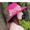 Wide Brim Hats Fashion Femmes Summer Sun's Sun Hat Bucket Beaut Beige Bowknot Fleurs Ruban Plat Top Paille Caps de plage Panama Cadeau