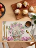 Table Mats de Pâques Fleurs aquarelle du tapis de mariée de mariée de vacances Placemat Placemat Accessoires de cuisine