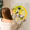 Decorative Flowers Sunflower Wreaths For Front Door Waterproof Artificial Wreath Yellow Flower Unique Decor