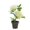 Decorative Flowers 1pc Simulated Fake Potted Plant Artificial Flower Home Decor Faux Peony Desktop Ornament Bonsai