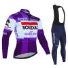 Set Soudal Quick Step Fluorescerande färg Spring Autumn Cycling Jersey Set långärmad cykelkläder Bib Pants Set Ciclismo kläder