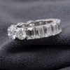 D Couleur Emerald Cut Diamond Mosang Full Diamond Ring S925