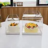 Party Supplies 10pcs Transparent Plastic Portable Box Dessert Mousse Handle 3/4/5/6inch Wedding Birthday Cake Heighten Packing Boxes