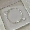 Charmarmband 925 Sterling Silver Pearls Bamboo Knots Armband för Women Girl Simple Korean Jewelry Birthday Present