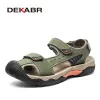 DEKABR SUMMER 254 Äkta läder Romerska avslappnade plattskor män Beach Walking Gladiator Sandaler plus storlek 38 ~ 48 25274