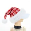 Party Decoration Christmas Hat Red Snowflake Stripes Adult Woolen Knitted Plush Big Ball Striped For Holiday Decor