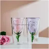 Wijnglazen 1 stuk 200 ml Rose Glass Hittebestendige binnenste roze blauwvormige dubbele wandwater Milk Koffie beker Geschenkdruppel Levering Hom DH5AM