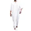 Мусульманский Исламский Халат Кафтан Платье С Длинным Рукавом Арабский Свободный Винтаж Мужской Кафтан Дубай Саудовская Арабская Мужская Одежда Белая Свадебная Вечеринка 240328