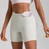 Actieve shorts Solid color dames sport yoga korte leggings compressie ondersteuning zweet-wickin uitgebreide training jog cycling intern
