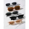 5pcs نساء نظارات سوداء قطة عين إطار مربع الأزياء Y2K شارع النظارات الشمسية لقضاء العطلة الصيفية الملحقات الحياة اليومية