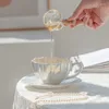 Кружки лепестки кофейная чашка и тарелка, установленные керамические подарочные дневные чайные кружки ins вода с высокой эстетической ценностью