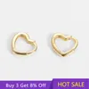 Hoopörhängen hjärta Hoops ihåliga smycken 925 Sterling Silver Certified for Women Rose Gold Fine Originals Ear Rings Studs