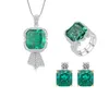 925 Zoisite verde intarsiato in argento e set di gioielli in moda con diamante ad alto diamante, pietra principale 14mm