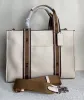 Designerhandväska, stor handväska med plånbok, fashionabla läder, vit rutig axelväska, hög lyxig, klassisk och högkvalitativ läderväska