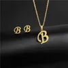 Pendant Necklaces A-Z 26 charm Initial Necklace And Stud Earrings Jewelry Sets Alphabet Pendant Chain Letter mom Gifts Drop Shipping