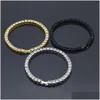 Bracelets de chaîne de tennis m 4/5 mm aaa cubic zirconia sier rose or noir couleur femme mode luxury wedding fête bangles mens crita dhah2