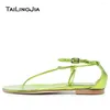 Casual Shoes Fashion Trend Green Summer High Quality Round Toe Ankle Buckle Strap Women Thong Sandaler Causal Daily Simple Flats