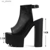 Chaussures habillées peep toe talons chunky plate-forme sandales pour femmes carrés d'été mode mouche décontractée club h240403cjnl