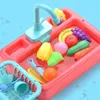 Kitchens Play Food Cute Kitchen Sink Toys Automatic Water Cycle System Play House Pretend Dishwasher Toy Role Play Toys For Girls Boys 3 Color 2443