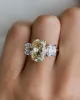 Ringar Jovovasmile Moissanite Ring 7Carat 13x9.25mm Canary Old Mine Cut 9K 14K 18K Yellow Gold Band med 1,5CT 7*6mm Cushion Side Gems