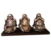 Kandelhouders "Three Don'ts" Boeddha -beeld decoratiehouder niet zien luisteren praten over Zen Maitreya Crafts Home Decor