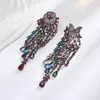 Pendientes colgantes Bilincolor Heavy Industry Colored Butterfly Flower Tassel para mujeres