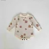 Rompers 2024 Spring New Baby Girl Long Sleeve Flower Bodysuit Newborn Toddler Casual Knitted Jumpsuit Infant Onesie Kids Clothes 0-24M L240402