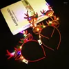 Party Decoration Flashing Lights LED Deer Antler Butterfly Crown Headbands Long Branches Horns Forest Goddess Po Shoot Christmas 2024