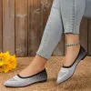 Flats Women's Flats Knitting Casual Barefoot Shoes Slipon Ballerina Pointed Toe Casual Without Heels Comfortable Elegant Woman Shoe