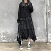 HOUZHOU Black Long Skirts Women Gothic High Low Ruched Ruffle High Waist Asymmetrical Midi Skirt Korean Fashion Fairy Grunge 240318