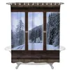 Cortinas de ducha Window Snow Forest Forest Impermevas Tabellas de baño de baño Decoración de baño de poliéster