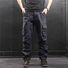 Męskie spodnie ładunki mężczyźni męskie spodnie dresowe joggery spodnie potu wielkie kieszeń na szeroką nogę