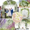 1.8m konstgjorda wisteria blommor girlandblommor vinrankor silk hängande blomma för hem trädgård utomhus ceremoni bröllop båge blommig dekoration grossist