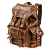 Backpack the genuine cuoio da uomo a esterno sacca per la scuola di grande capacità alpinismo