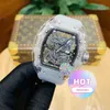 Crystal Transparent Hollowed Out Mens Automatic Mechanical Watch Waterproof Fashion Luminous Tape Sense of Technology