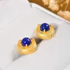 Kolczyki Dangle Unikalne rzemiosło Inkrustowane Lapis Lazuli Crystal Ear Studs Vintage Glamour Blue For Women Classic zaręczyny