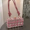 Totes Diamond Clear Acrylic Box Boîte Embrayage Embrayage Femme Femme Boutique Woven Nouted Corde Rope Pourse et sacs à main